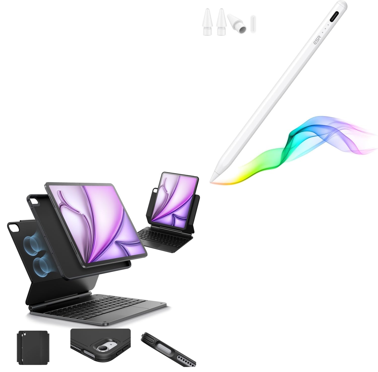 ESR Bluetoothキーボード　iPad Air 13インチ用 Amazon.com: ESR iPad Air 13 Inch Case Keyboard (M3/M2, 2025